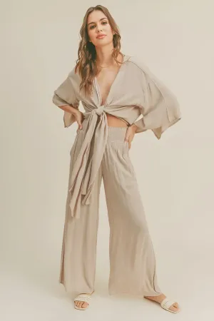 RAYON SMOCKED WAIST PANTS