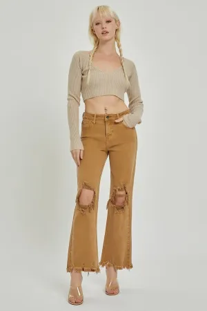 RISEN Mocha Distressed Denim