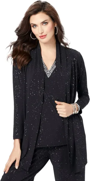 Roaman's Women's Plus Size Ultrasmooth Fabric Long Sleeve Cardigan
