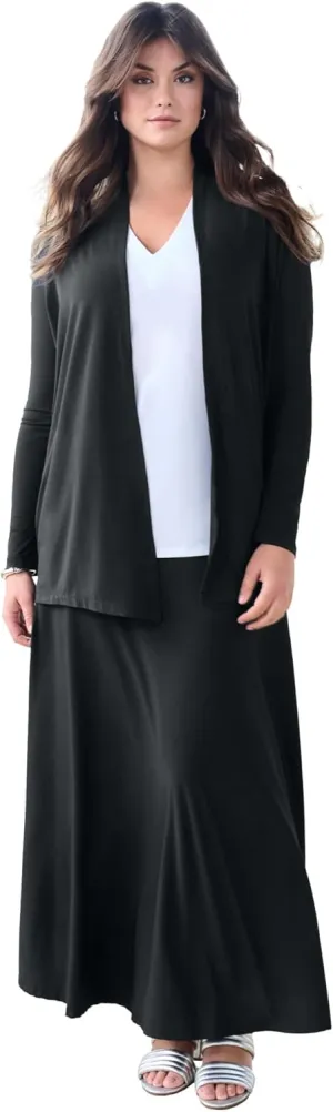 Roaman's Women's Plus Size Ultrasmooth Fabric Long Sleeve Cardigan