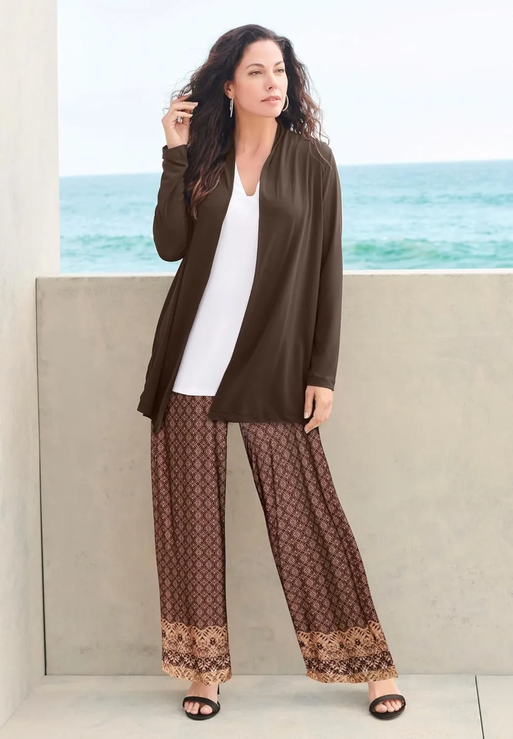 Roaman's Women's Plus Size Ultrasmooth Fabric Long Sleeve Cardigan