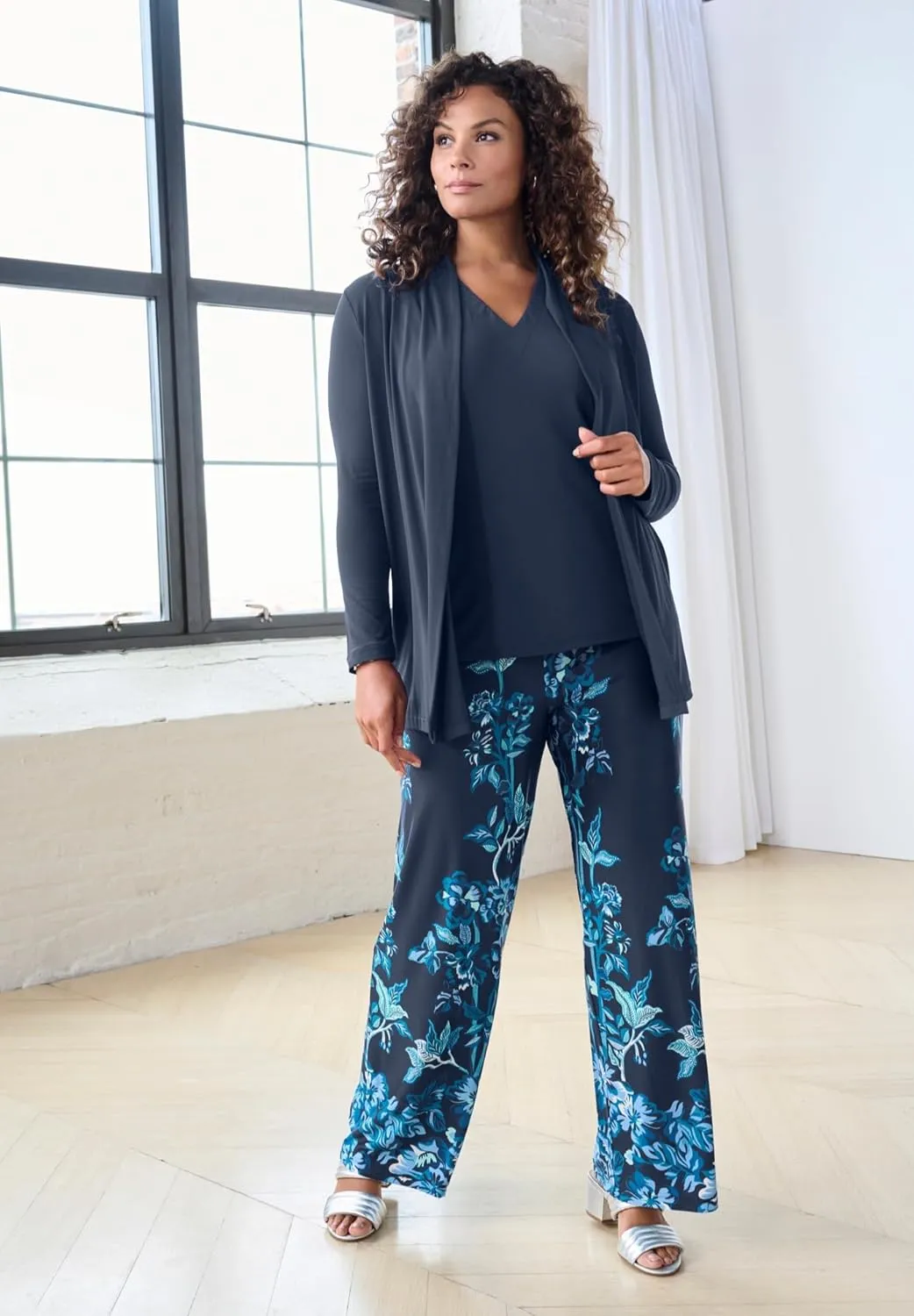 Roaman's Women's Plus Size Ultrasmooth Fabric Long Sleeve Cardigan
