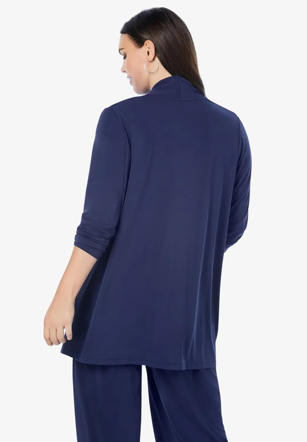 Roaman's Women's Plus Size Ultrasmooth Fabric Long Sleeve Cardigan