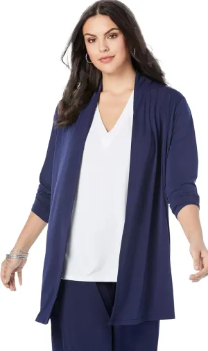Roaman's Women's Plus Size Ultrasmooth Fabric Long Sleeve Cardigan