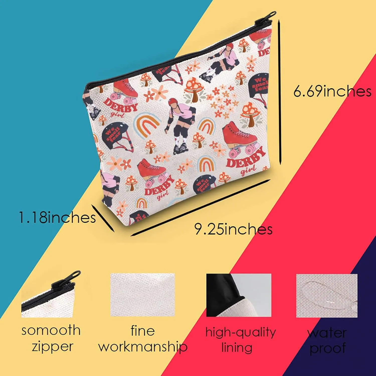 Roller Derby Player Gift Roller Derby Cosmetic Bag Roller Skating Lover Gift Roller Derby Mom Gift (Smell fear Bag)