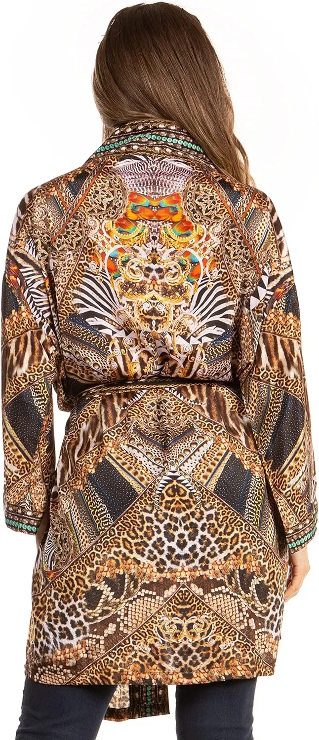 Sakkas Janis Women's Lightweight Open-Front Amazing Print Cardigan with Pockets