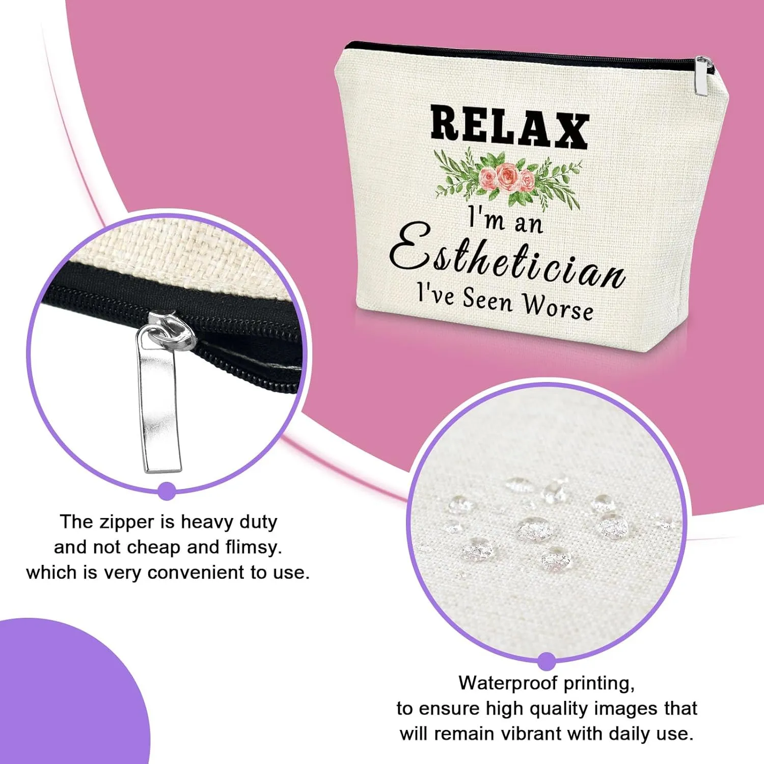 Sazuwu Esthetician Makeup Bag Beauty Makeup Artists Cosmetic Bag Gift for Girls Stylists Beauticians Thank You Gift for Birthday Christmas Travel Pouch