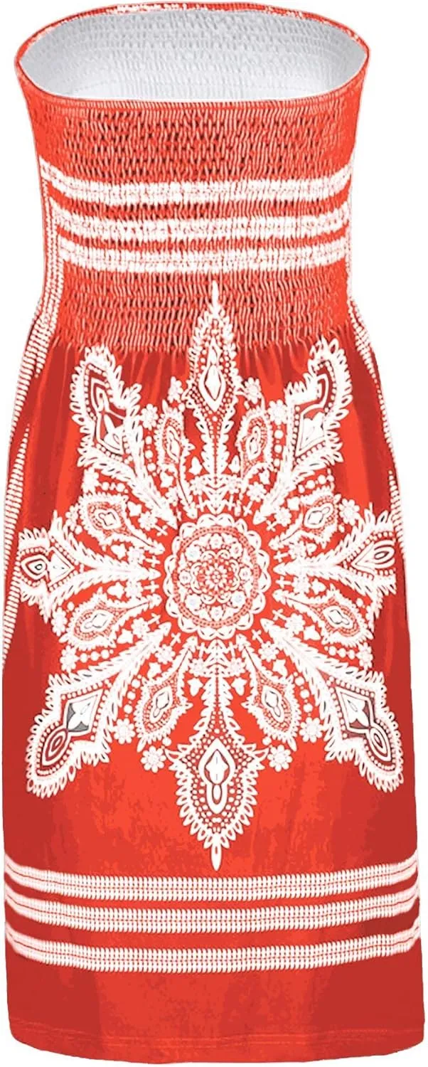 SEMATOMALA Women's Summer Dress Strapless Floral Print Bohemian Casual Beach Dress Cover Ups for Swimwear Women