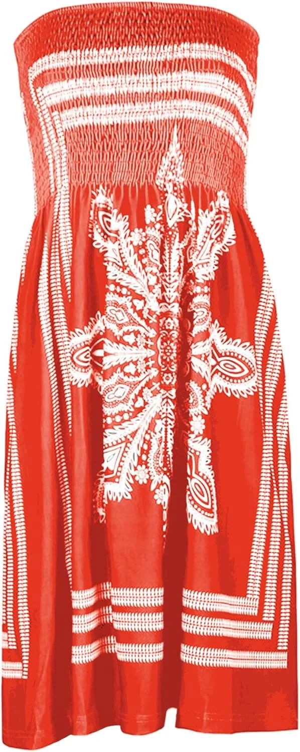 SEMATOMALA Women's Summer Dress Strapless Floral Print Bohemian Casual Beach Dress Cover Ups for Swimwear Women