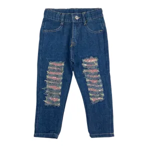 Sequin Distressed Denim - Pink