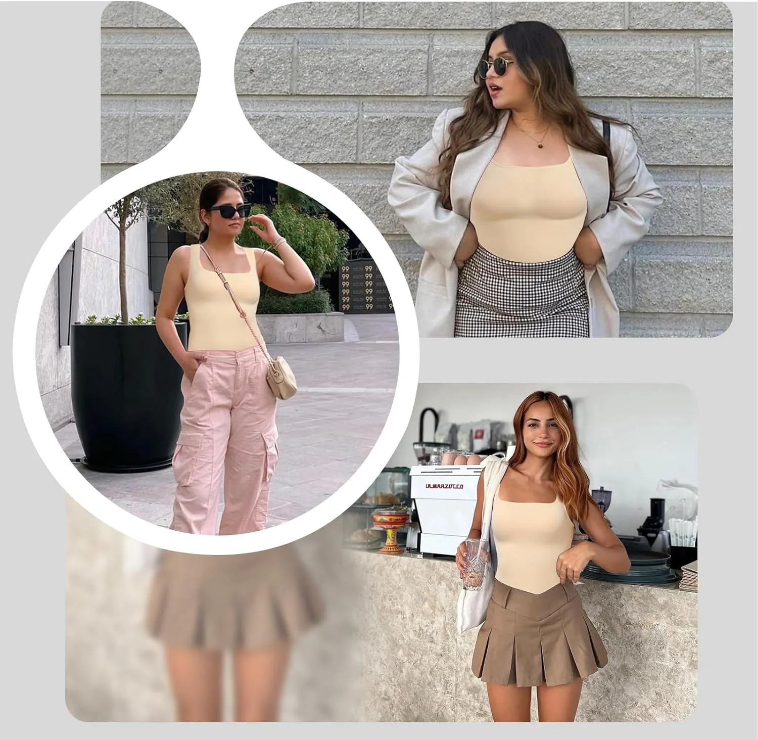 Shapewear Tummy Control Tank Top Compression Tanks for Women Square Neck Seamless Body Shaper Camisole Cami Tops