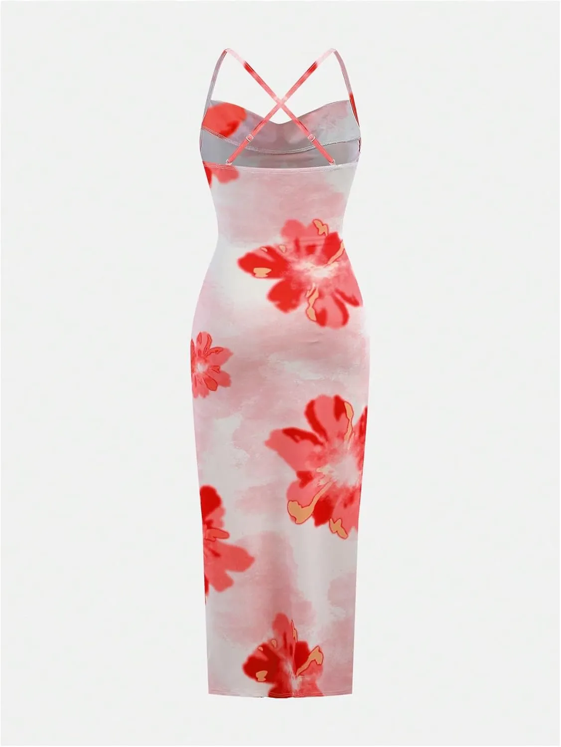 SHENHE Girl's Floral Sundress Cowl Neck Sleeveless Bodycon Summer Boho Maxi Dress