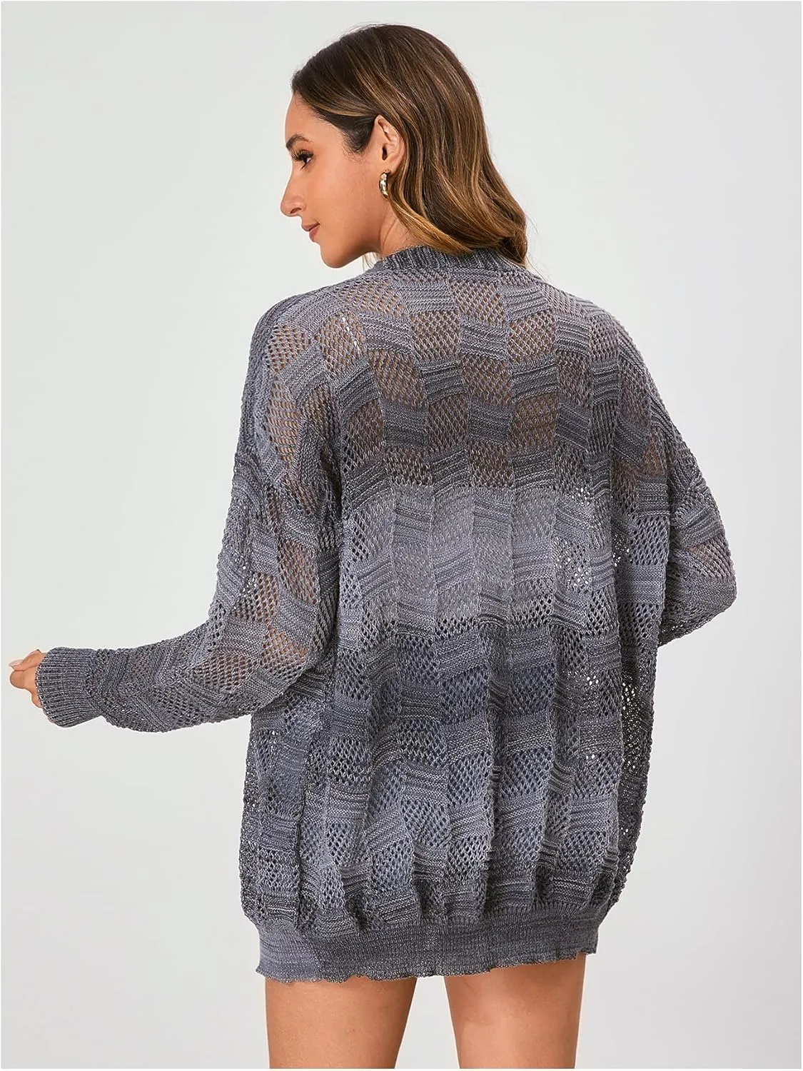 SHENHE Women's Crochet Lightweight Cardigan Beach Swim Cover Up Summer Open Front Colorful Kimonos