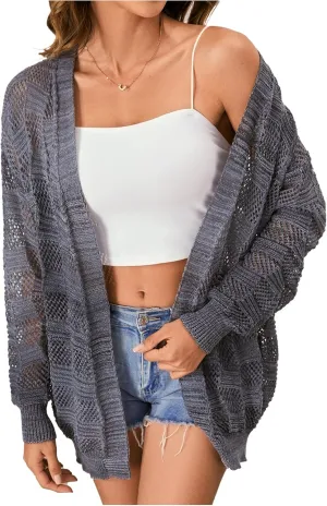 SHENHE Women's Crochet Lightweight Cardigan Beach Swim Cover Up Summer Open Front Colorful Kimonos