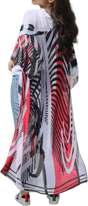 shermie Women's Long Kimono Bohemian Loose Causal Summer Beach Bikini Swimwear Swimsuit Cover Up
