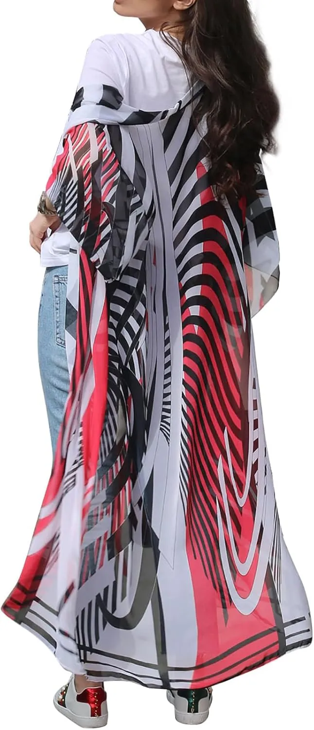 shermie Women's Long Kimono Bohemian Loose Causal Summer Beach Bikini Swimwear Swimsuit Cover Up