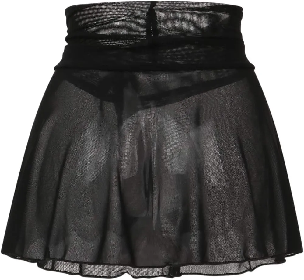 SHIBAOZI Women Girls Swim Cover Ups Swimsuit Cover-up Skirts Short Mesh Sheer See-Thru Bikini Coverups