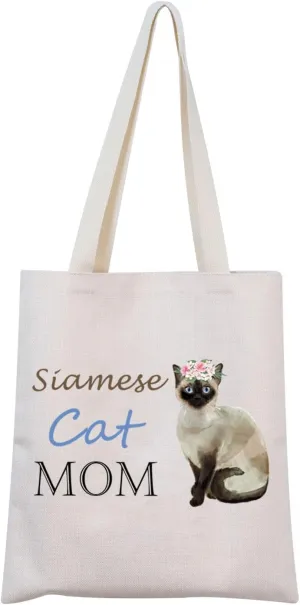 Siamese Cat Mom Cosmetic Bag Cat Lover Gift Siamese Mom Makeup Zipper Pouch Bag for Women Girls Siamese Cat Owner Gift (Siamese Tote)