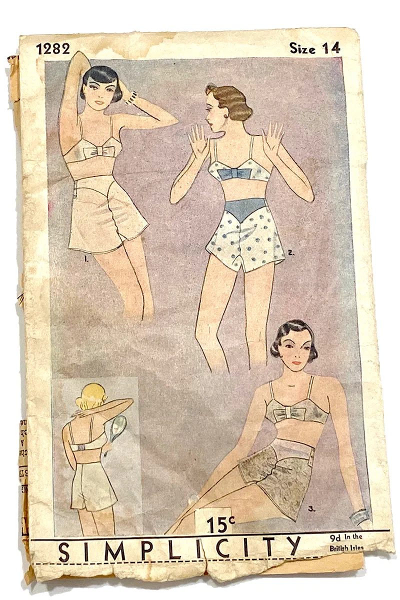 Simplicity 1282 Original 1930s Vintage Tap Pant Bralette Sewing Pattern