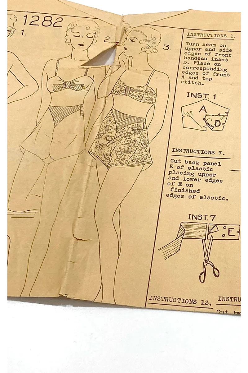 Simplicity 1282 Original 1930s Vintage Tap Pant Bralette Sewing Pattern