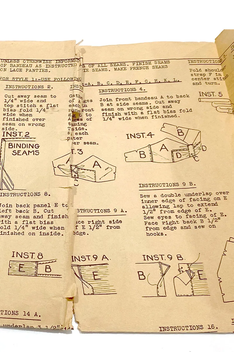 Simplicity 1282 Original 1930s Vintage Tap Pant Bralette Sewing Pattern