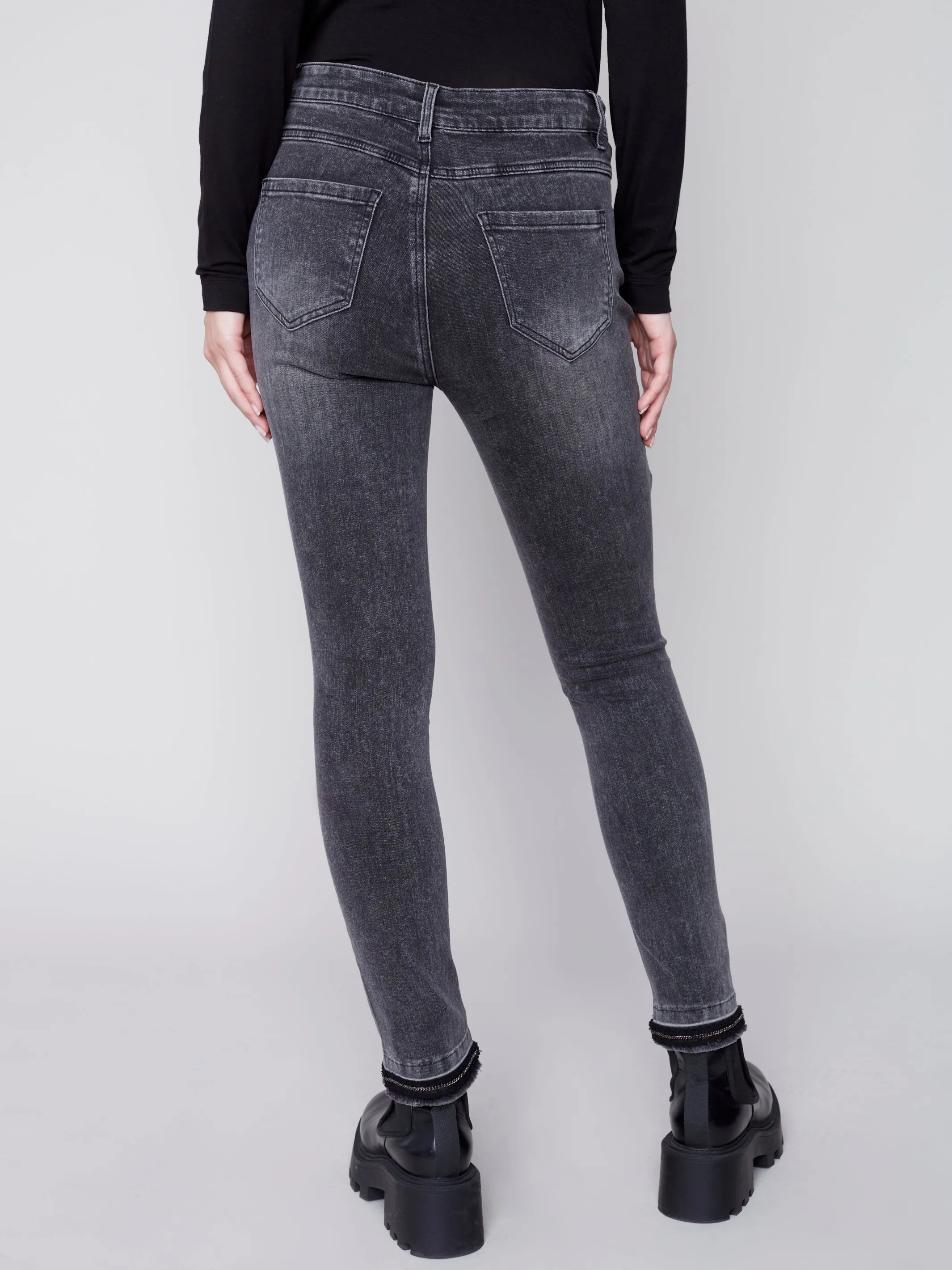 Skinny Leg Jean with Bottom Chain Detail