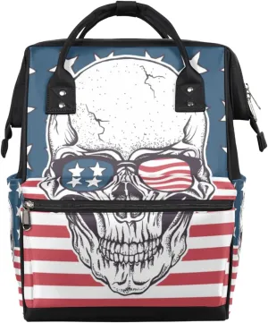 Skull Sunglasses Diaper Bag Tote Large Capacity Waterproof with Adjustable Shoulder Strap and Pram Straps Mommy Bag for Hospital Beach Weekender Travel