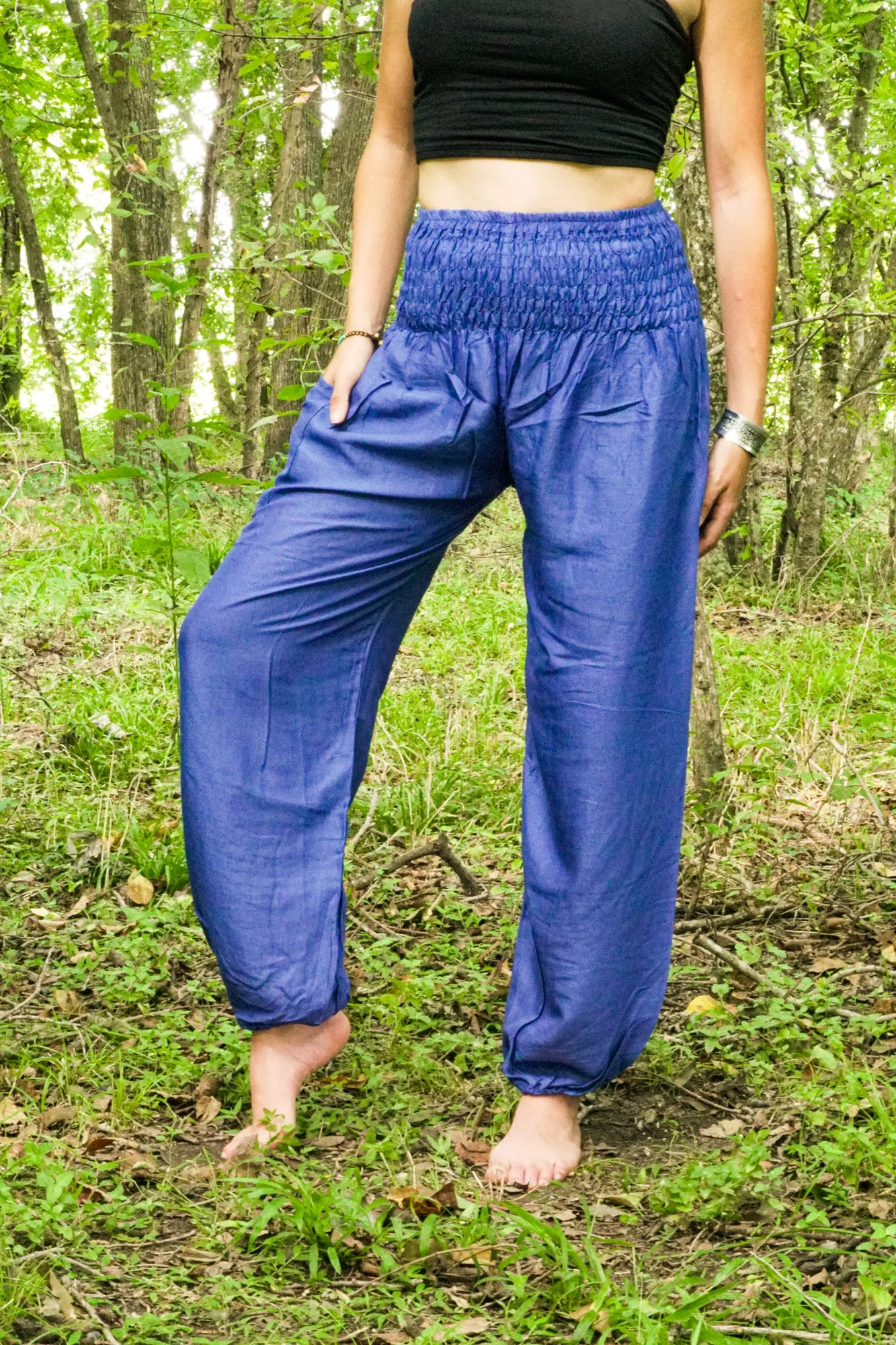 Solid Blue Harem Pants