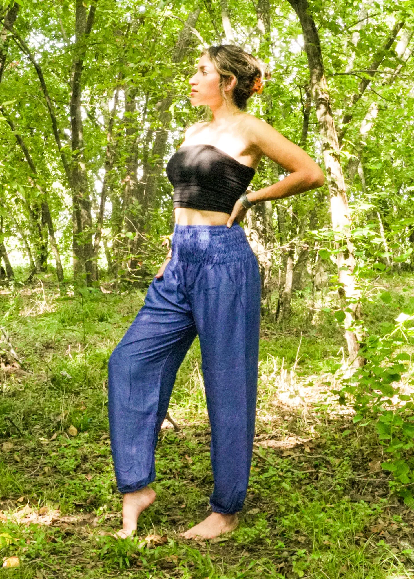 Solid Blue Harem Pants