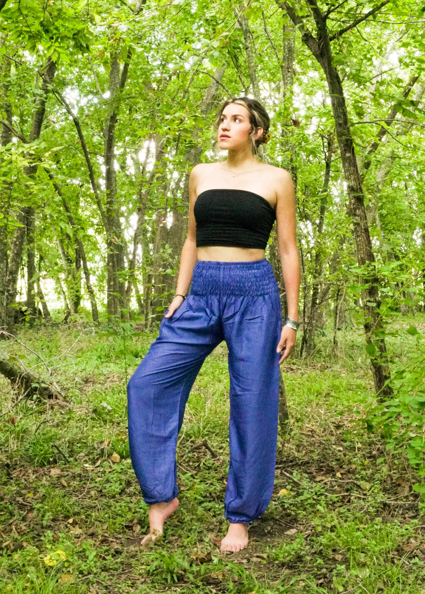 Solid Blue Harem Pants
