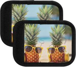SPRIPORT Pineapples with Sunglasses 2 Pack Luggage Handle Wraps for Suitcase Identifier Luggage Makers Covers with ID Tag Luggage Bag Grip Protector Saddle for Shopping Bag Flying Airplane Travel