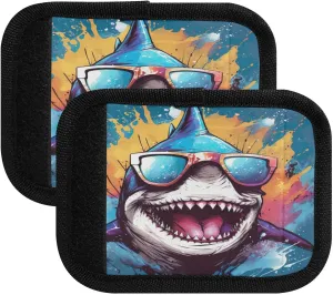 SPRIPORT Sunglasses Shark 2 Pack Luggage Handle Wraps for Suitcase Identifier Luggage Makers Covers with ID Tag Luggage Bag Grip Protector Saddle for Flying Airplane Travel Shopping Bag Handbag