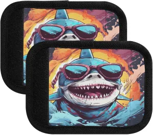 SPRIPORT Sunglasses Shark 2 Pack Luggage Handle Wraps for Suitcase Identifier Luggage Makers Covers with ID Tag Luggage Bag Grip Protector Saddle for Travel Flying Airplane Handbag Shopping Bag