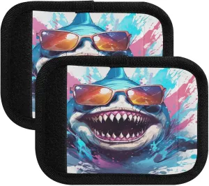 SPRIPORT Sunglasses Shark 2 Pack Luggage Handle Wraps for Suitcase Identifier Luggage Makers Covers with ID Tag Luggage Bag Grip Protector Saddle for Travel Flying Airplane Shopping Bag Handbag