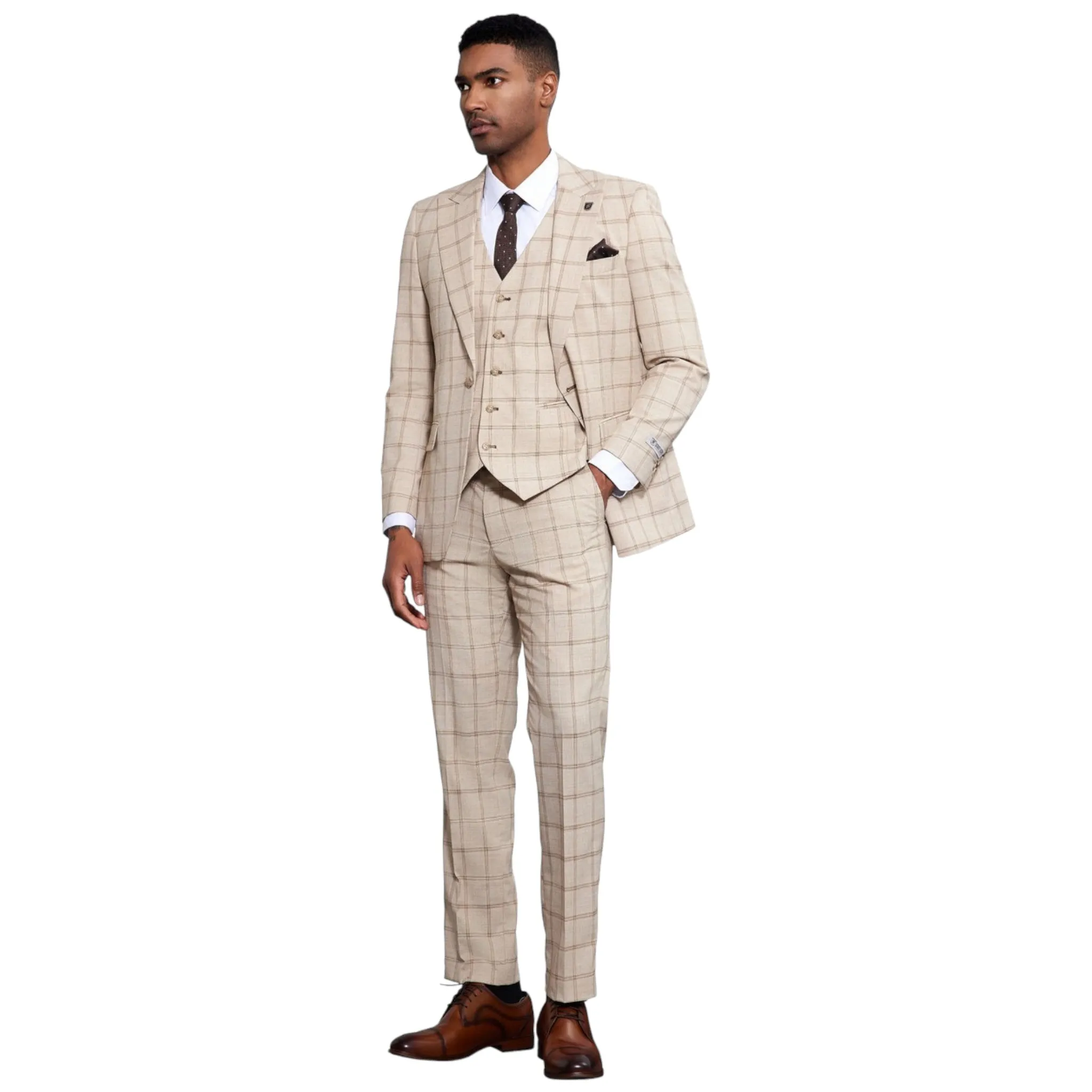 STACY ADAMS: Windowpane 3pc. Suit SM171H