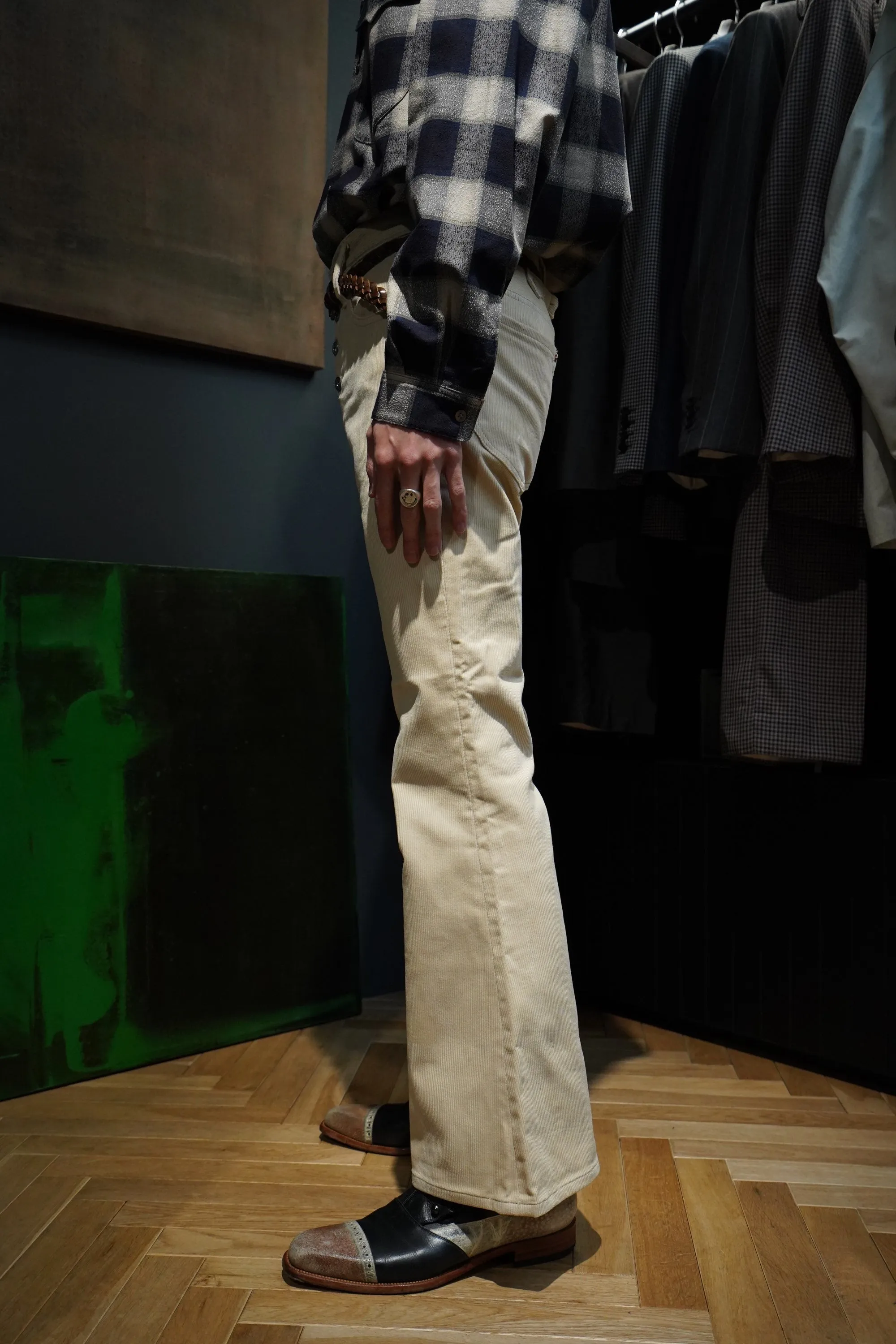 SUGARHILL CORDUROY BELL BOTTOM DENIM PANTS (IVORY WHITE)