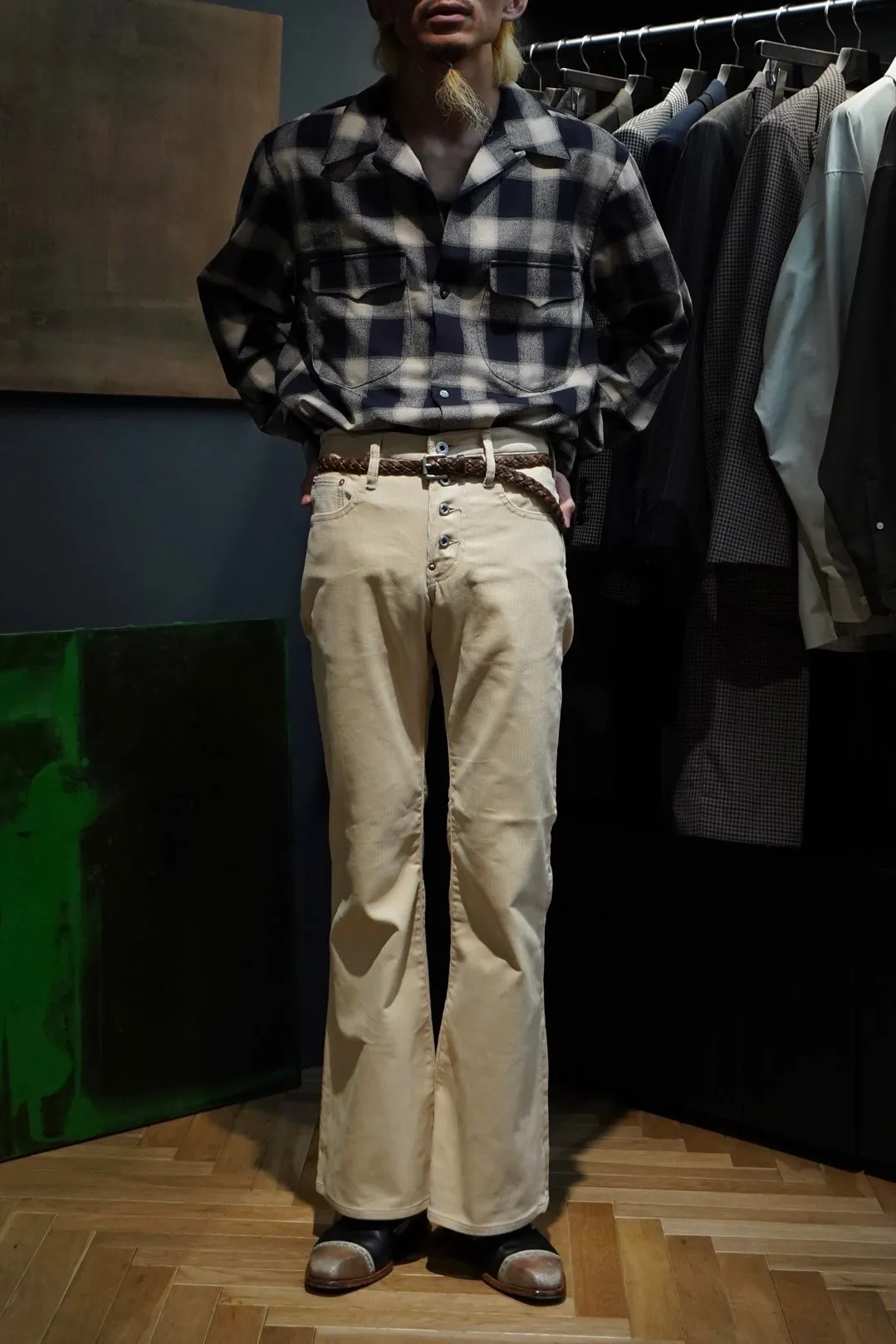 SUGARHILL CORDUROY BELL BOTTOM DENIM PANTS (IVORY WHITE)