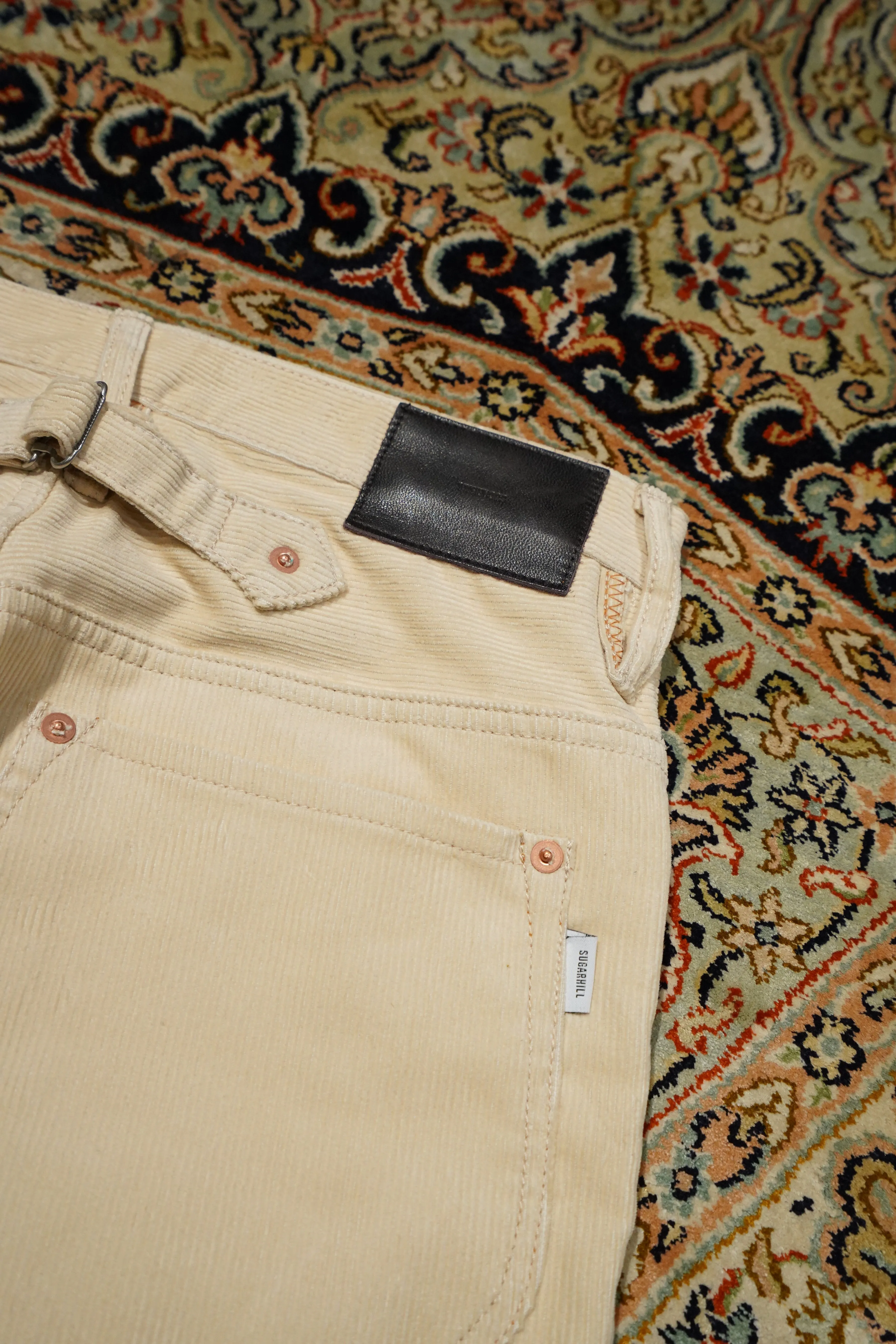 SUGARHILL CORDUROY BELL BOTTOM DENIM PANTS (IVORY WHITE)