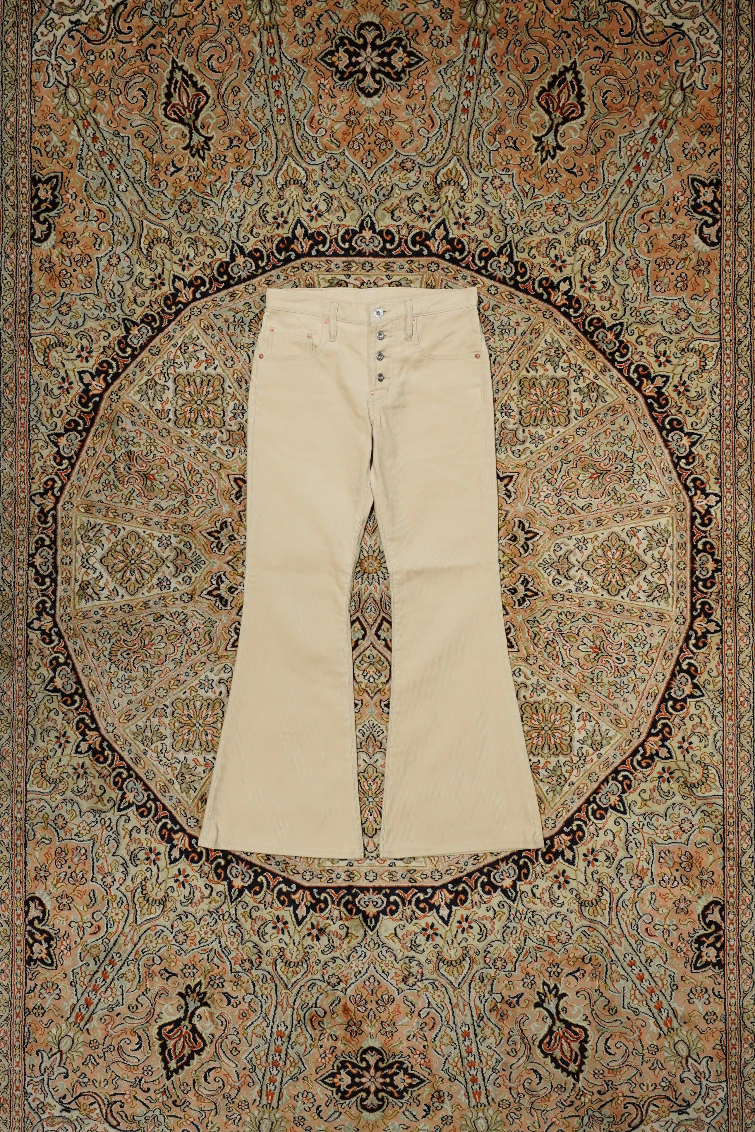 SUGARHILL CORDUROY BELL BOTTOM DENIM PANTS (IVORY WHITE)