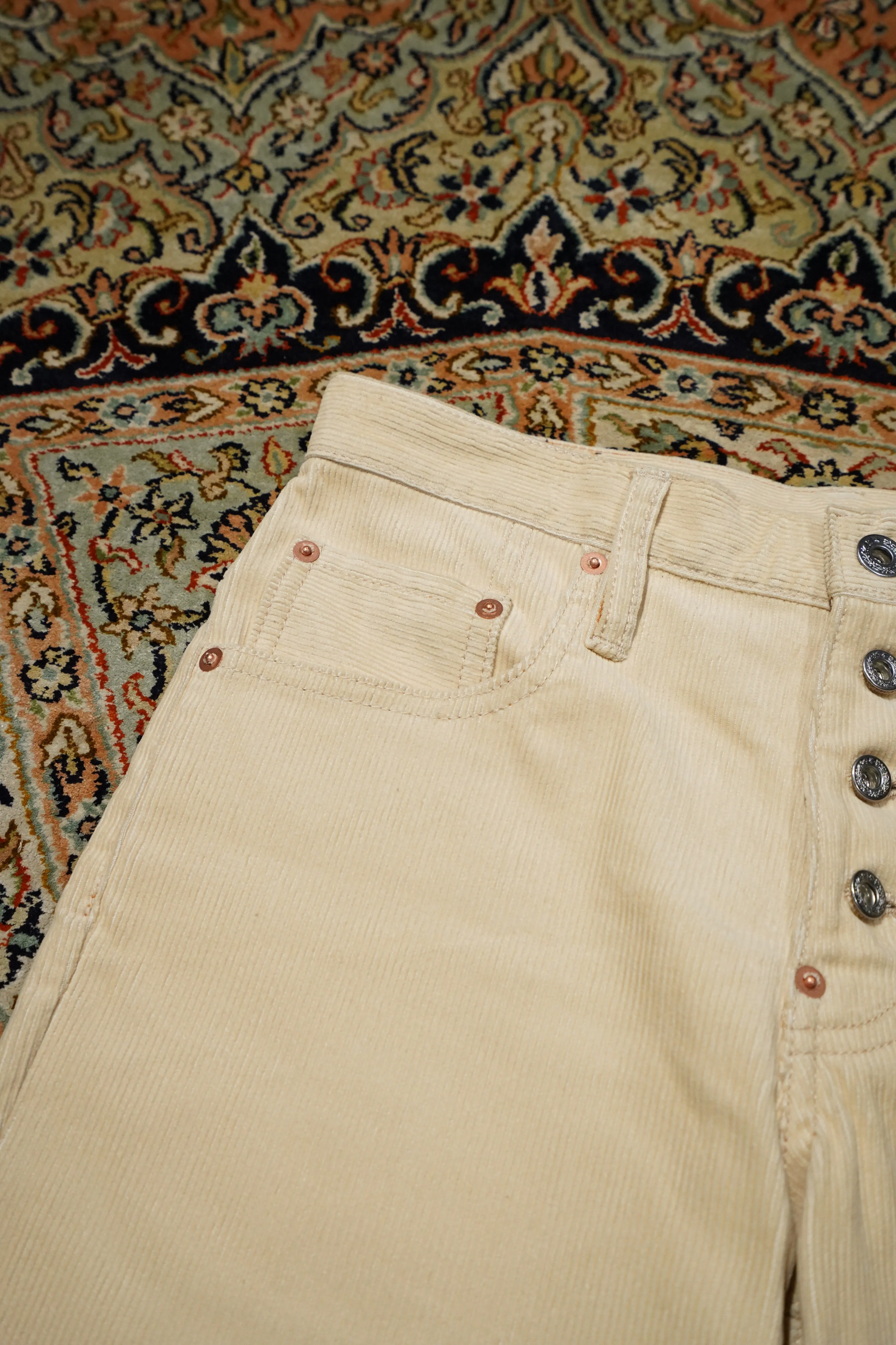 SUGARHILL CORDUROY BELL BOTTOM DENIM PANTS (IVORY WHITE)