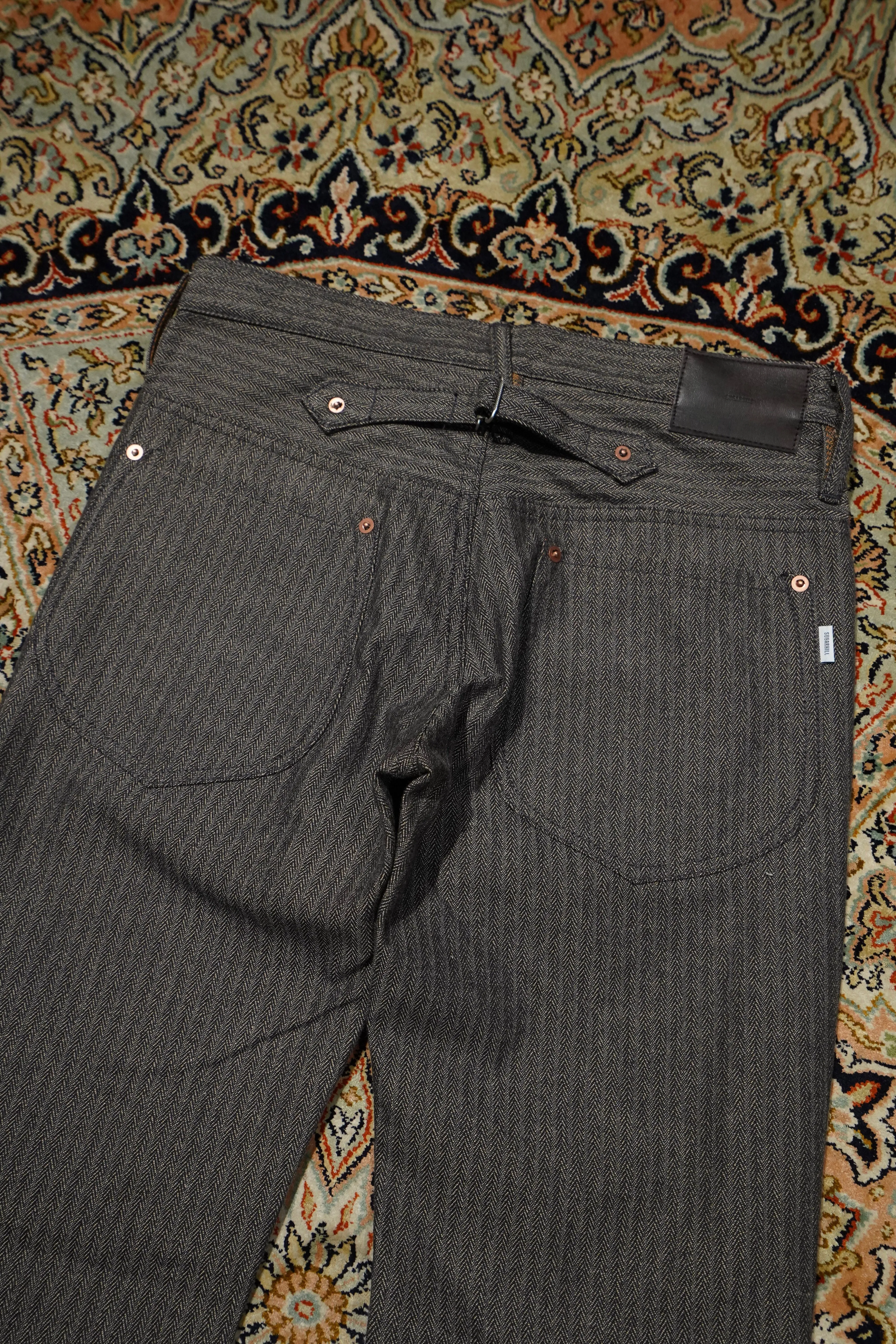 SUGARHILL HERRINGBONE BELL BOTTOM DENIM PANTS (GRAY HERRINGBONE)