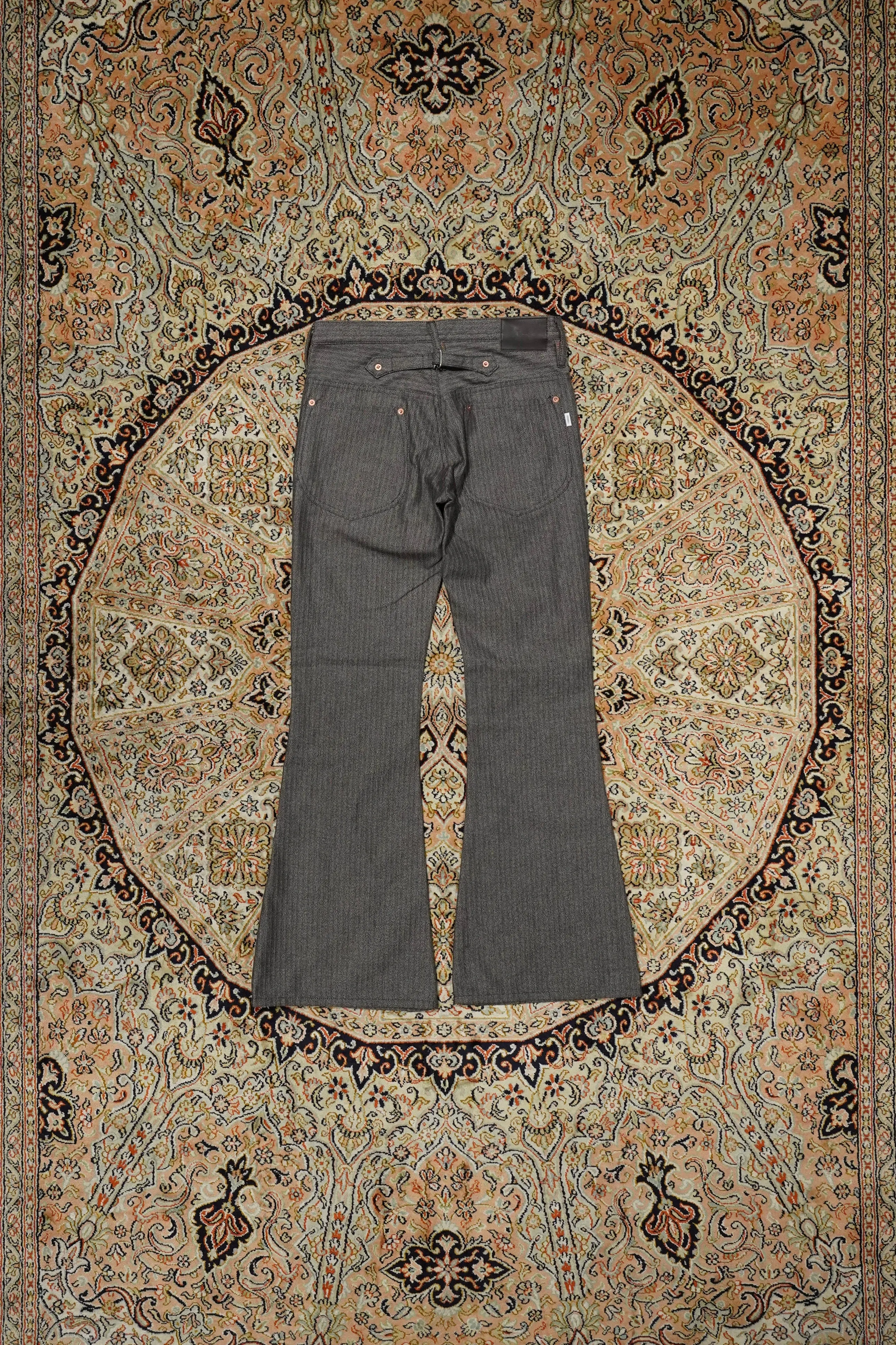 SUGARHILL HERRINGBONE BELL BOTTOM DENIM PANTS (GRAY HERRINGBONE)
