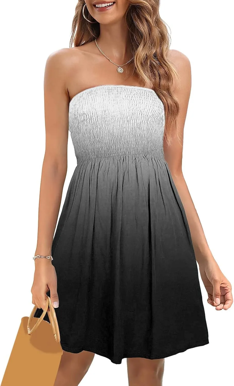 Summer Dresses for Women 2024 Beach Dress Cover Ups Strapless Boho Floral Print Sundress