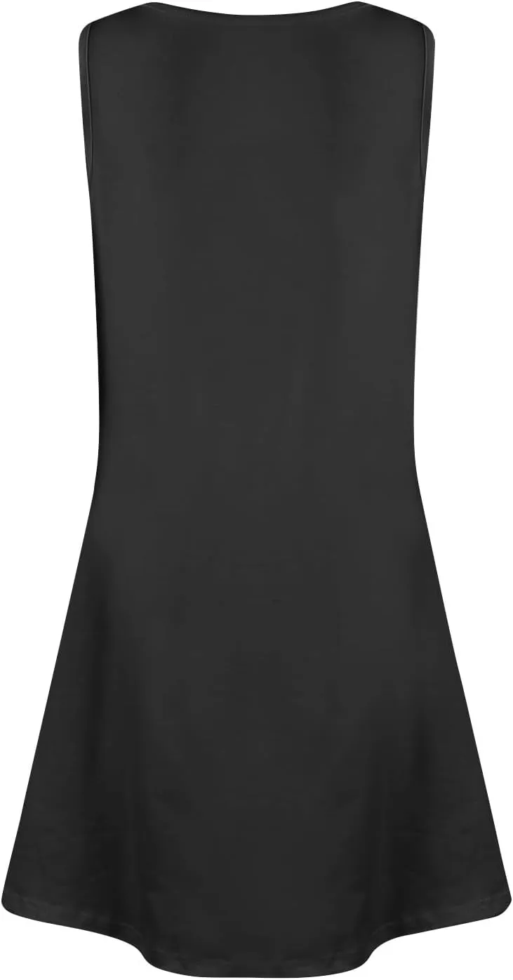 Summer Dresses for Women 2025 Casual Beach Boho U Neck Sleeveless Sundresses Vintage Flowy Tank Dress with Pockets