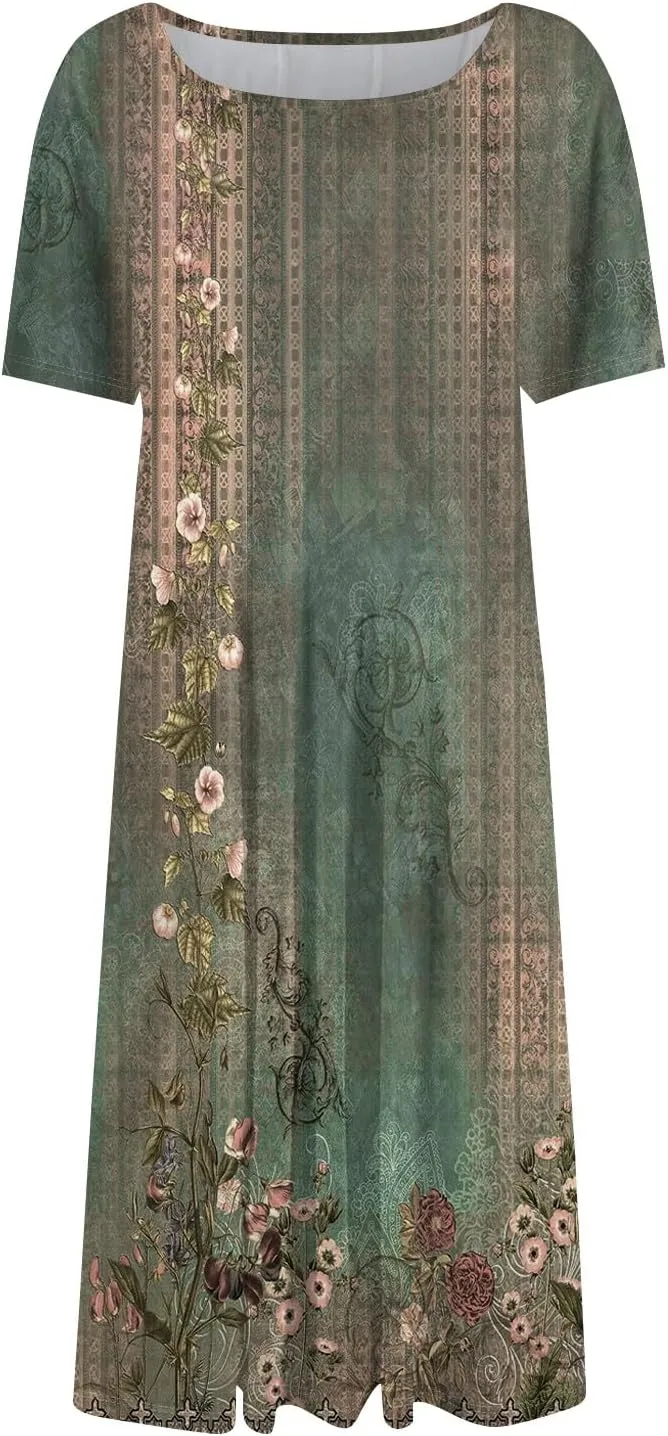 Summer Dresses for Women 2025 Midi Dresses for Women Short Sleeve A Line Summer Fitted Cute