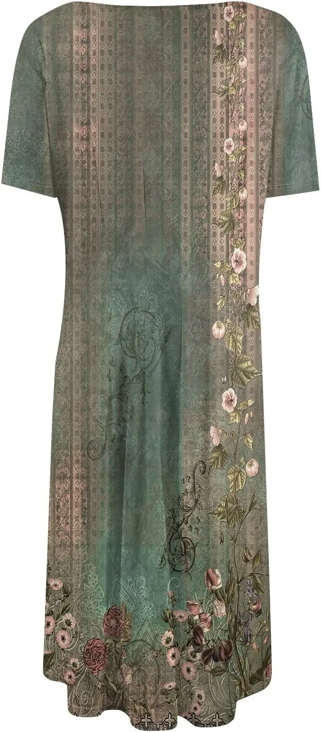 Summer Dresses for Women 2025 Midi Dresses for Women Short Sleeve A Line Summer Fitted Cute