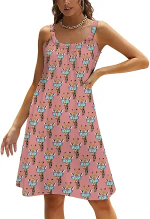 Summer Dresses for Women Shark Sleeveless Sundress Casual Loose Beach Cover Ups Dress