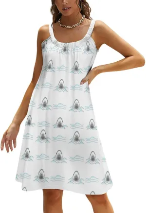 Summer Dresses for Women Shark Sleeveless Sundress Casual Loose Beach Cover Ups Dress