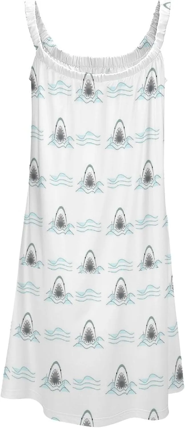 Summer Dresses for Women Shark Sleeveless Sundress Casual Loose Beach Cover Ups Dress