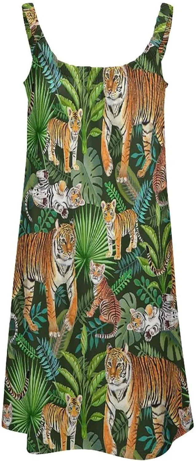 Summer Dresses for Women Shark Sleeveless Sundress Casual Loose Beach Cover Ups Dress